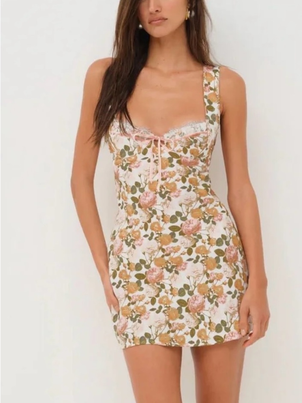 For Love & Lemons Mariah White Floral Slip Mini Dress